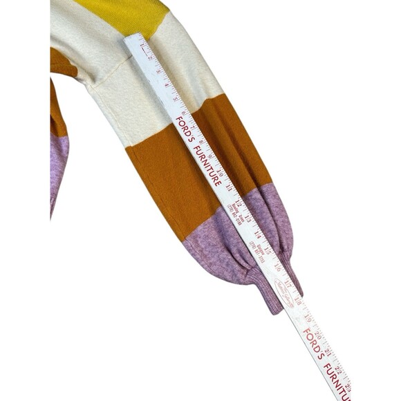 Sugar + Lips Colorblock Pullover Sweater Yellow  Lavender Striped Crewneck Small - Picture 8 of 8